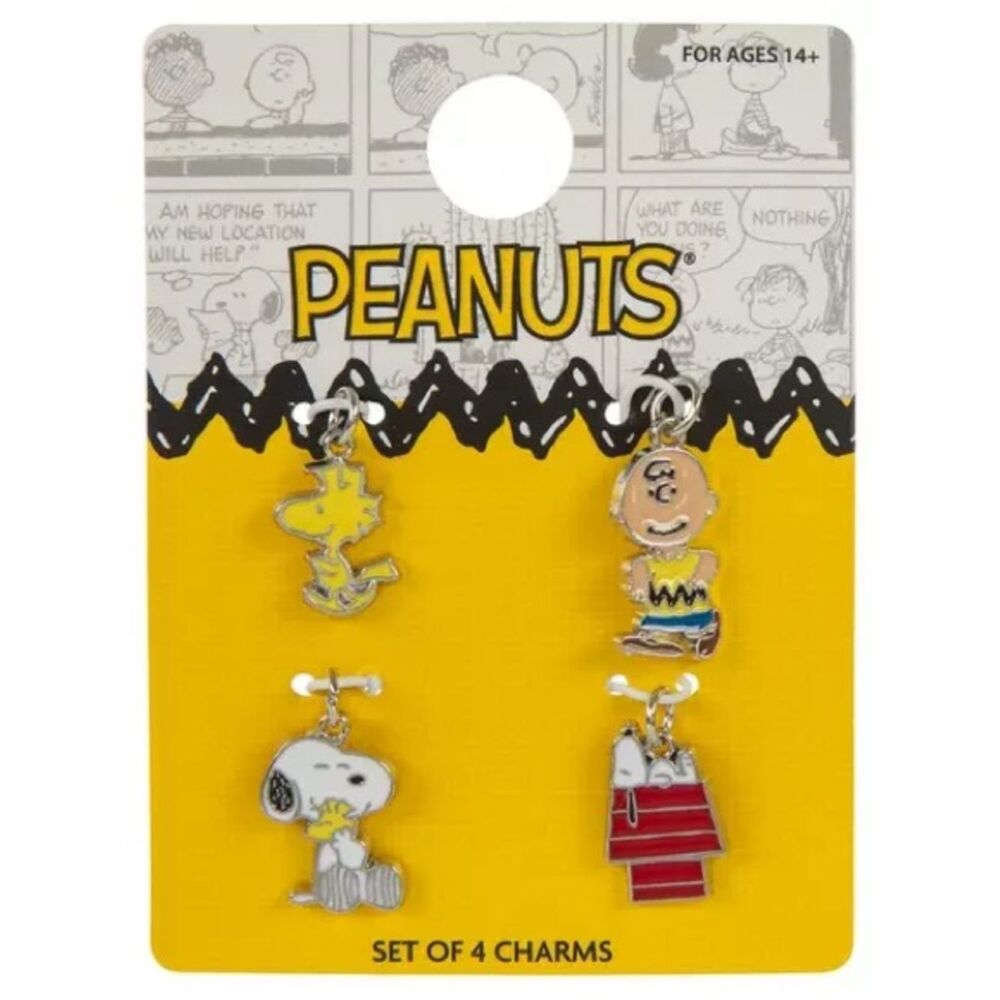 New 4 Peanuts Kids Yellow Multi-Character Charm Set - 4 Pack